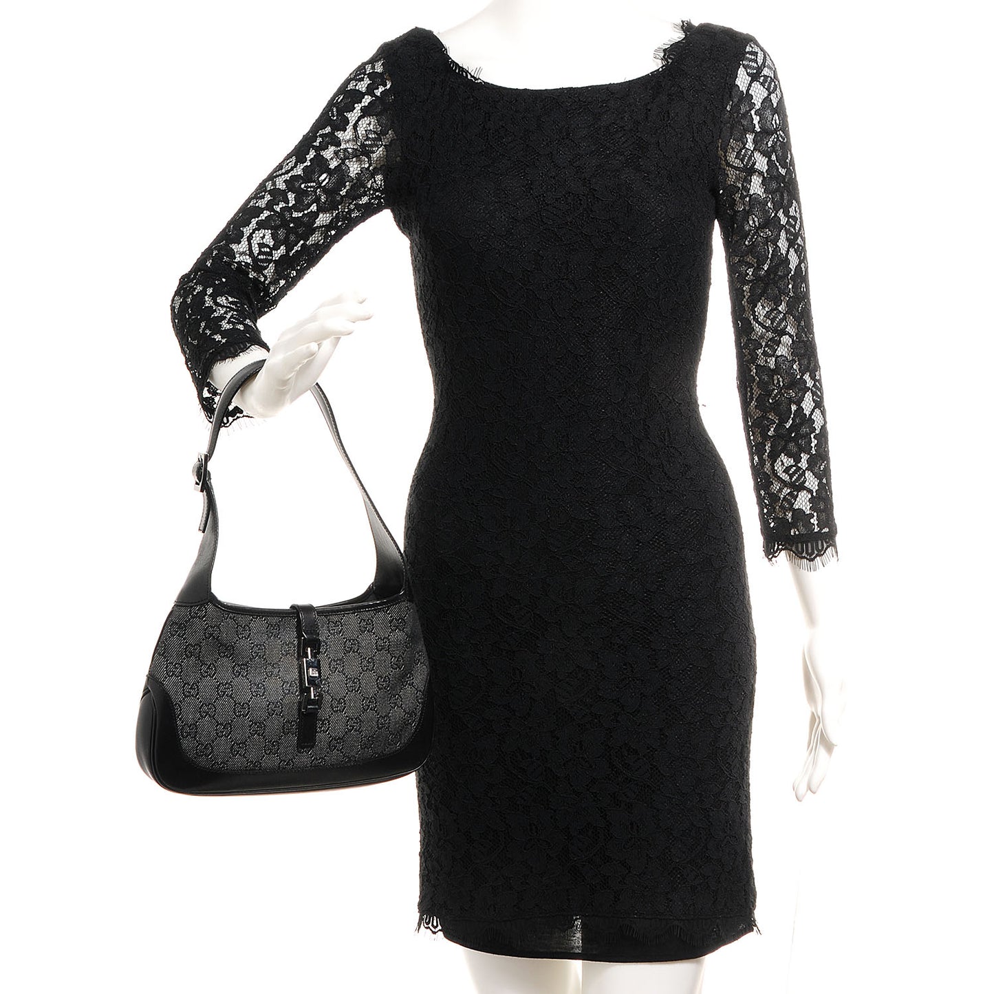 Denim Monogram Small Jackie O Hobo Black