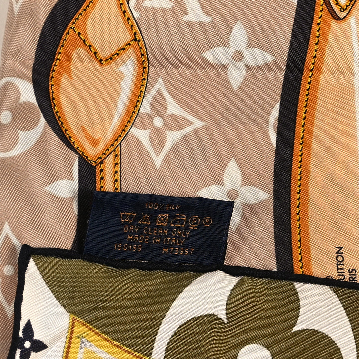 Silk Monogram Confidential Square Scarf Kaki