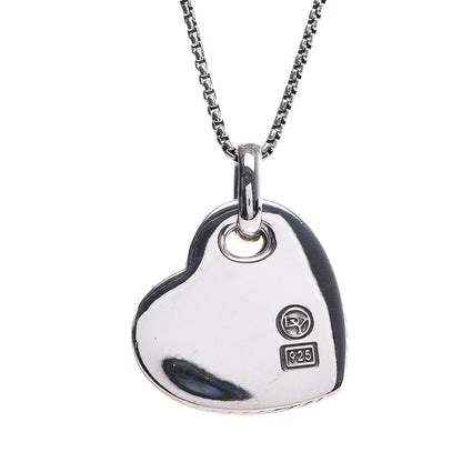 David Yurman Sterling Silver Diamond Mother of Pearl Heart Pendant Necklace 5 of 6