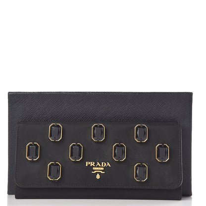 Prada Tessuto Nylon Pietre Jeweled Flap Wallet Black 12 of 12