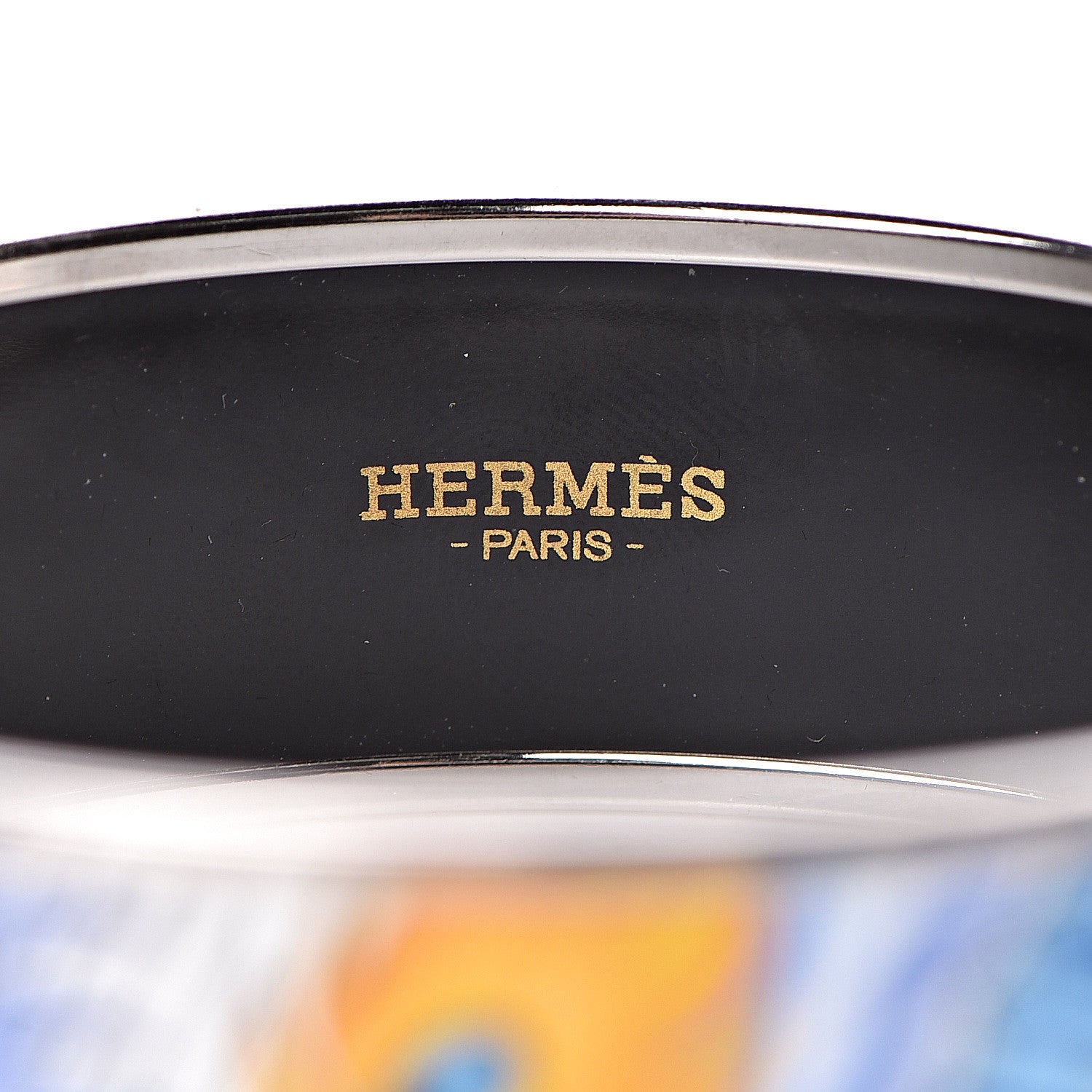 Hermes Enamel Printed Wide Mythiques Phoenix Bracelet 65 Pollen Azur 4 of 6