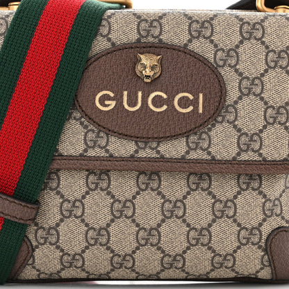 Gucci GG Supreme Monogram Web Small Neo Vintage Double Flap Messenger Bag Beige New Acero 7 of 9