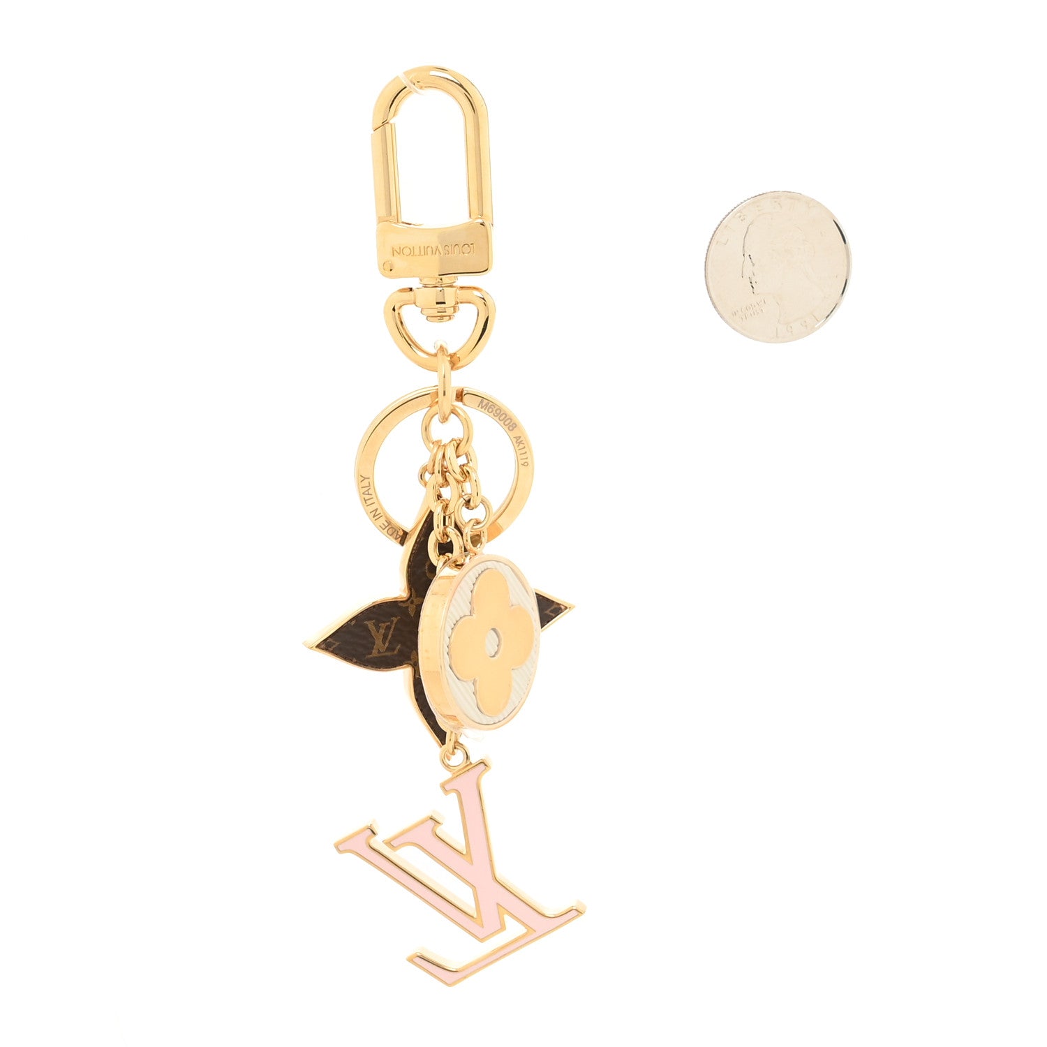 Louis Vuitton Metal Monogram Epi Spring Street Bag Charm Key Holder Gold 2 of 5