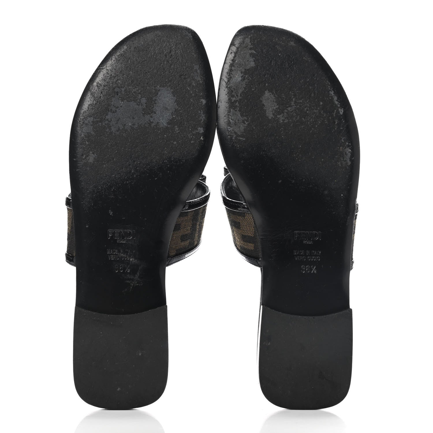 Fendi Patent Zucca Thong Sandals 36.5 Black 5 of 8