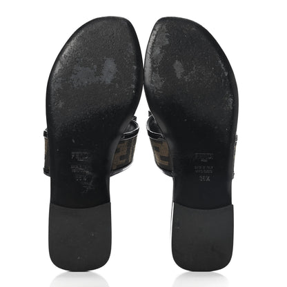 Fendi Patent Zucca Thong Sandals 36.5 Black 5 of 8
