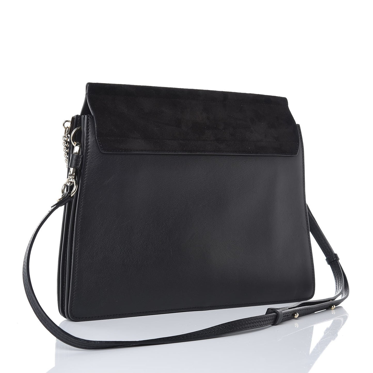 Suede Calfskin Medium Faye Shoulder Bag Black