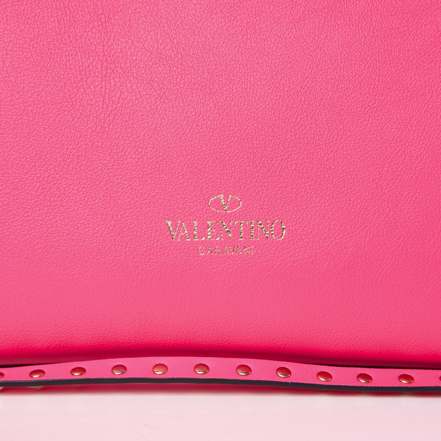 Vitello Rockstud Double Handle Tote Fuxia Fluo