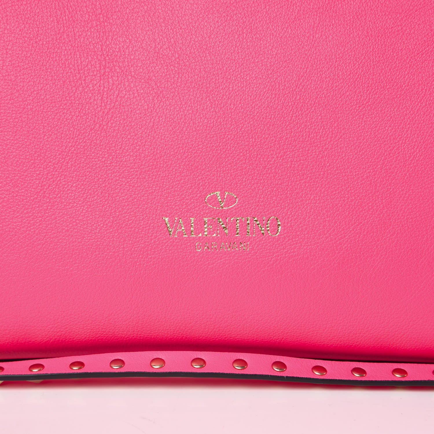 Valentino Garavani Vitello Rockstud Double Handle Tote Fuxia Fluo 8 of 10