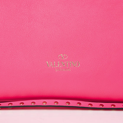 Valentino Garavani Vitello Rockstud Double Handle Tote Fuxia Fluo 8 of 10
