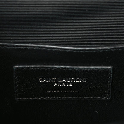 Saint Laurent Grain De Poudre Textured Mixed Matelasse Triquilt Medium Monogram Monochrome Satchel Black 6 of 9