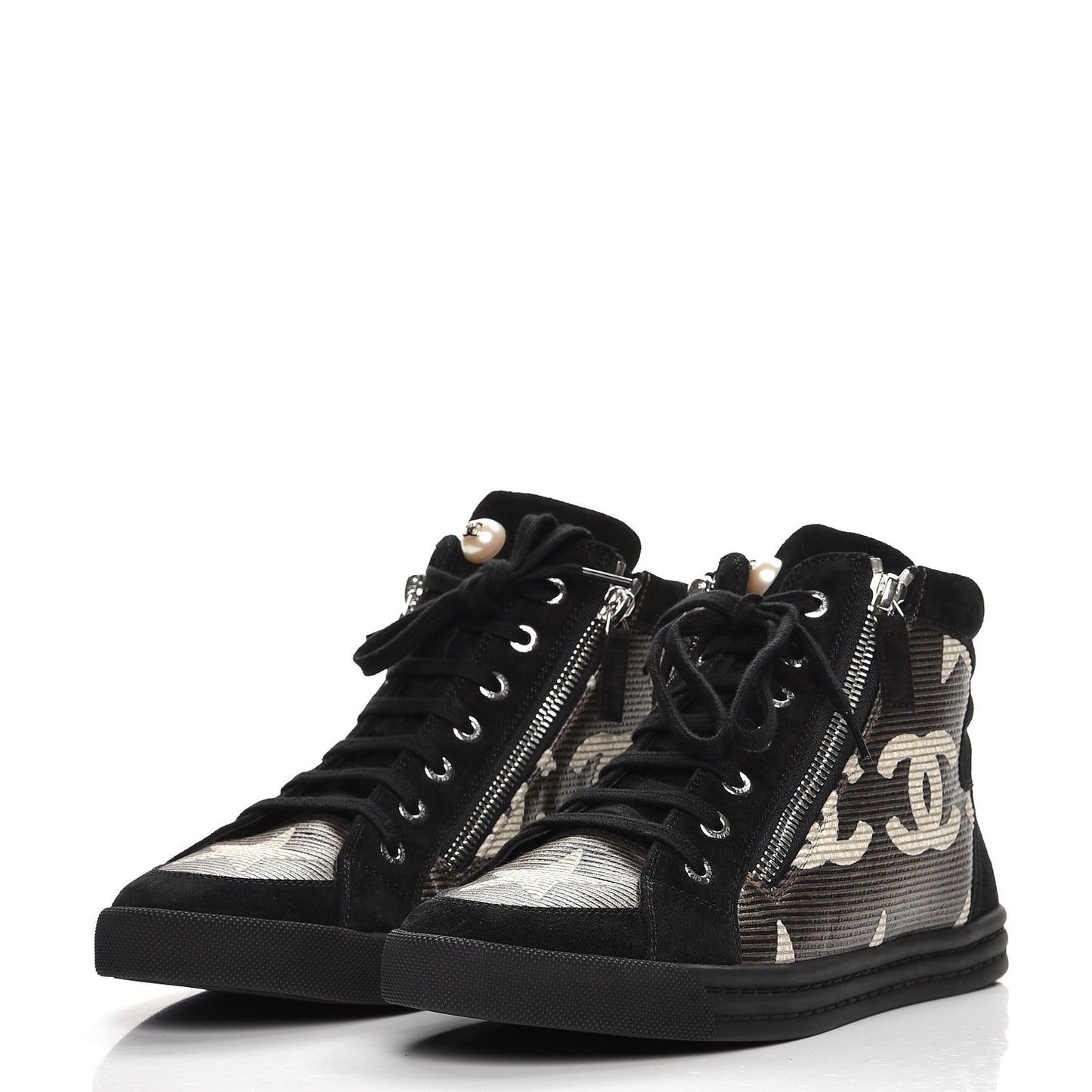Canvas Suede CC Star Zipped High Top CC Sneakers 38 Black