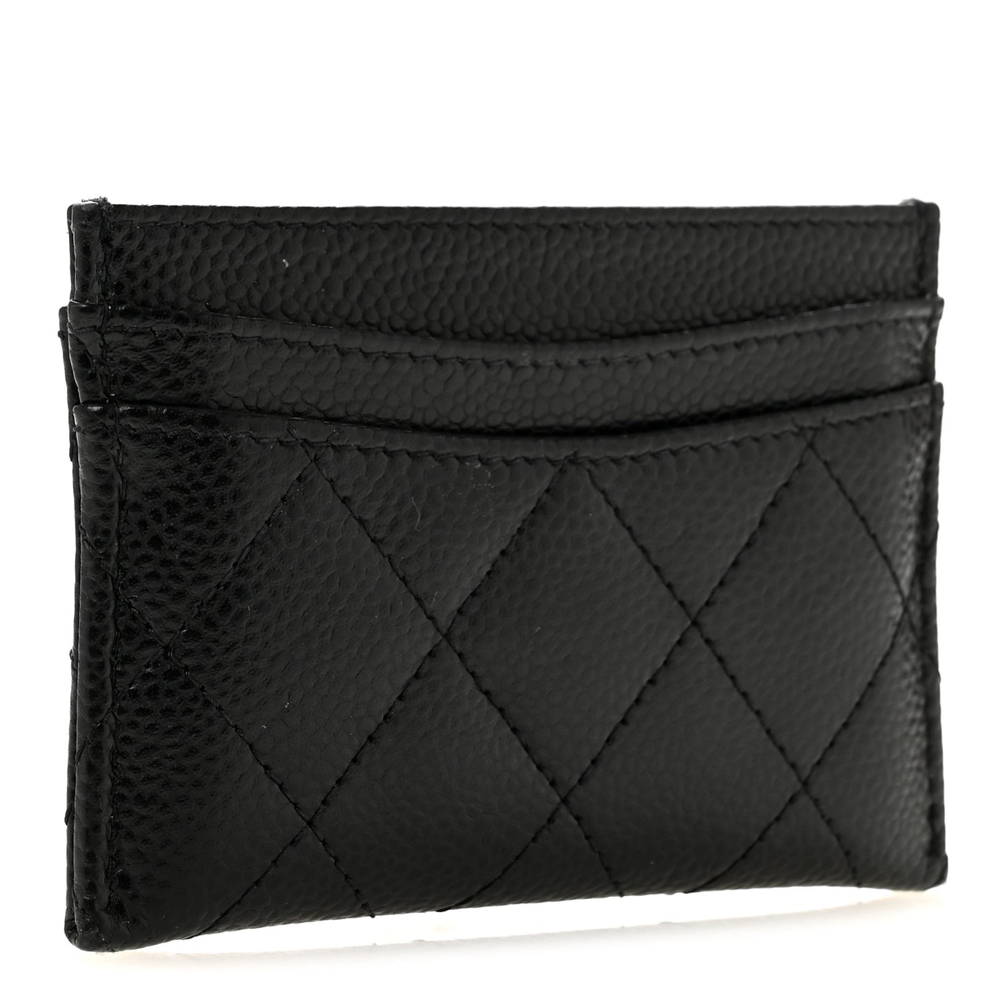 Caviar Quilted Card Holder Black