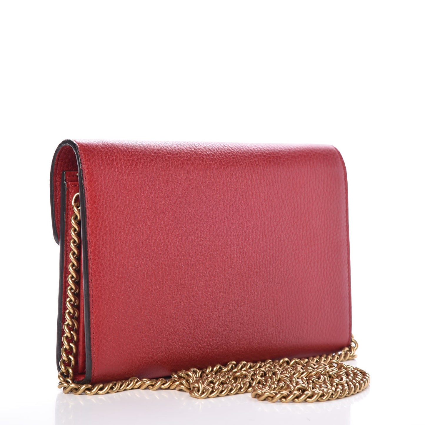 Calfskin GG Marmont Chain Wallet Vulcanic Red