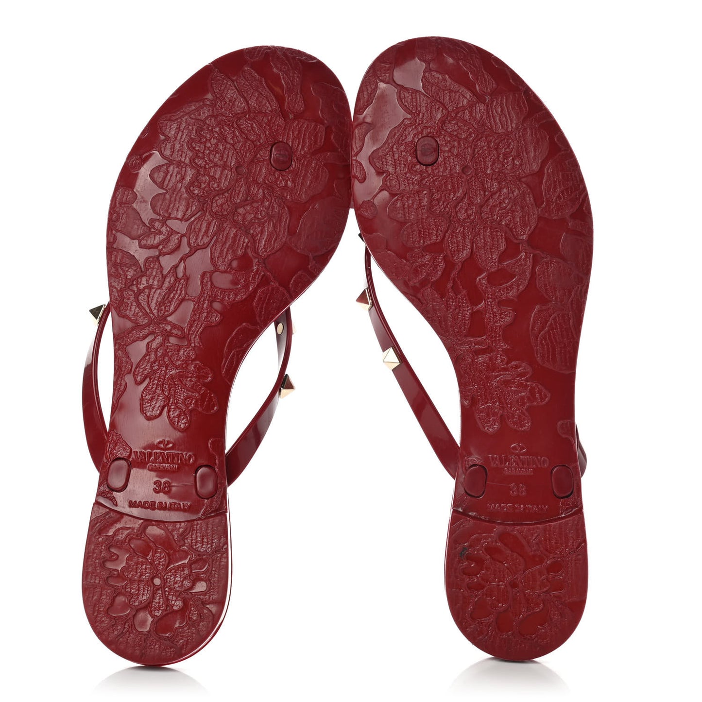 PVC Jelly Rockstud Bow Thong Sandals 38 Rubino