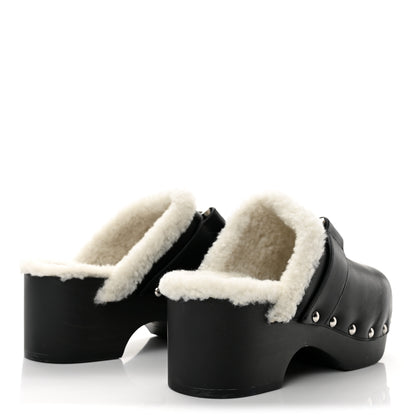 Givenchy Calfskin Shearling Clogs 38 Black White 5 of 9