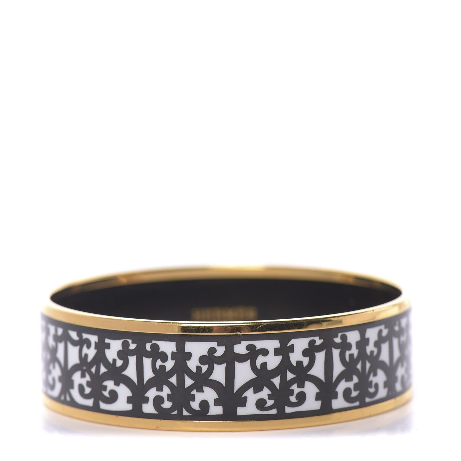 Hermes Enamel Printed Wide Balcons du Guadalquivir Bracelet 65 Black 1 of 6