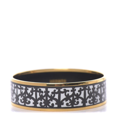Hermes Enamel Printed Wide Balcons du Guadalquivir Bracelet 65 Black 1 of 6