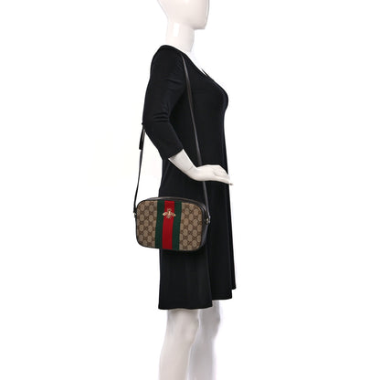 Gucci GG Supreme Monogram Web Small Webby Bee Shoulder Bag Dark Brown 2 of 9