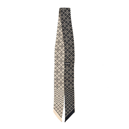 Chanel Silk CC Slim Bandeau Scarf Black White 2 of 3