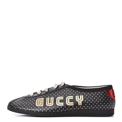 Gucci X SEGA Calfskin GUCCY Stars Mens Falacer Sneakers 10 Black 1 of 14