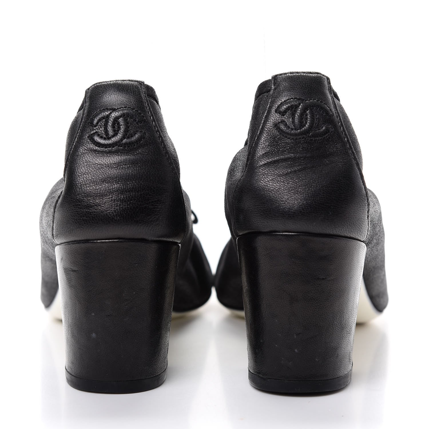 Chanel Lambskin Elastic Cap Toe Ballerina Pumps 37 Black 7 of 11