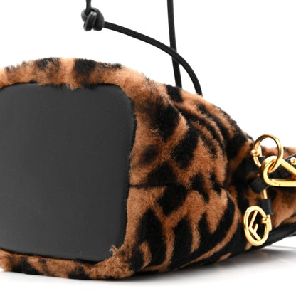 Fendi Shearling Vitello Dolce F is Fendi Macro FF 1974 Mini Mon Tresor Bucket Bag Tobacco Black 10 of 10