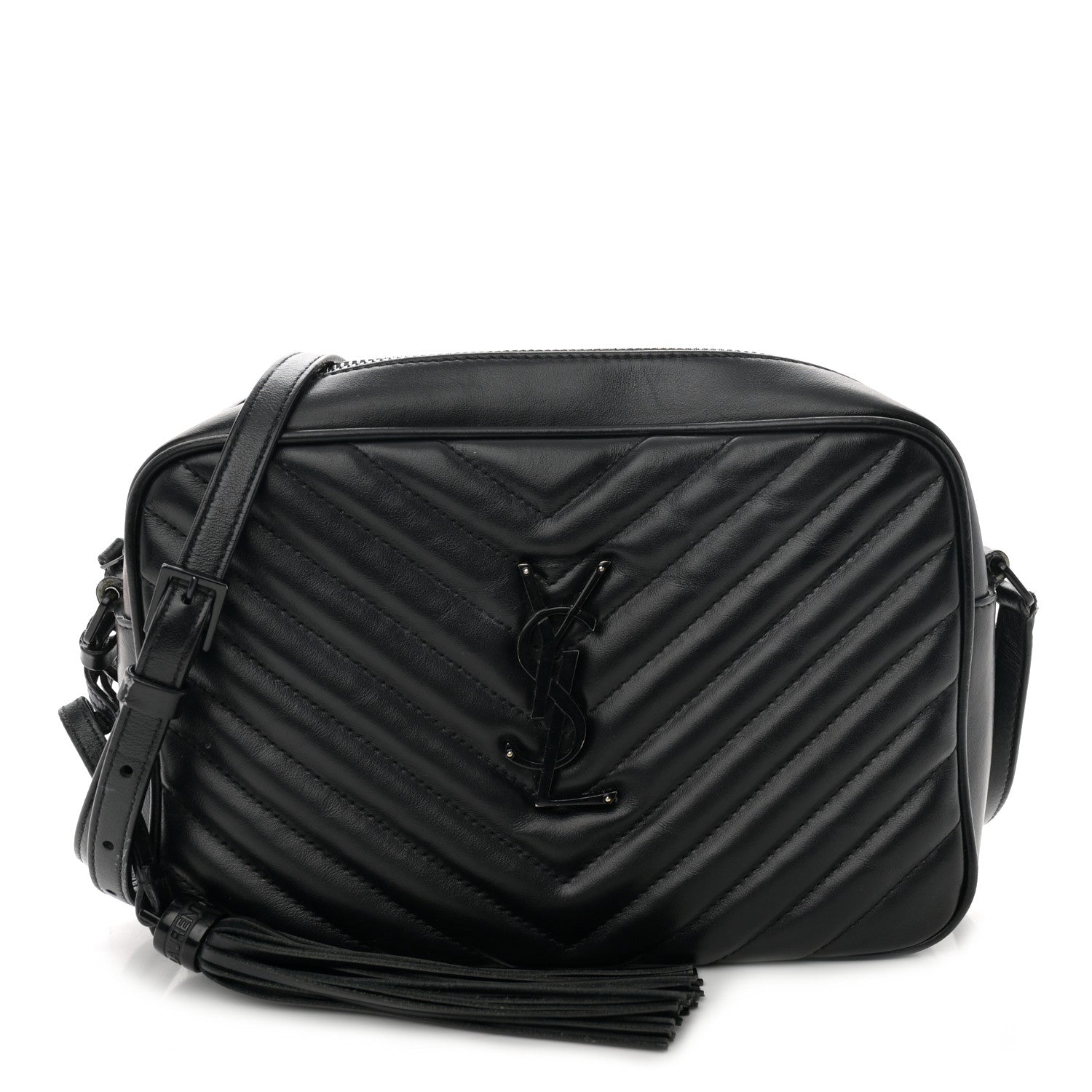 Saint Laurent Calfskin Matelasse Monogram Monochrome Lou Camera Bag Black 1 of 12