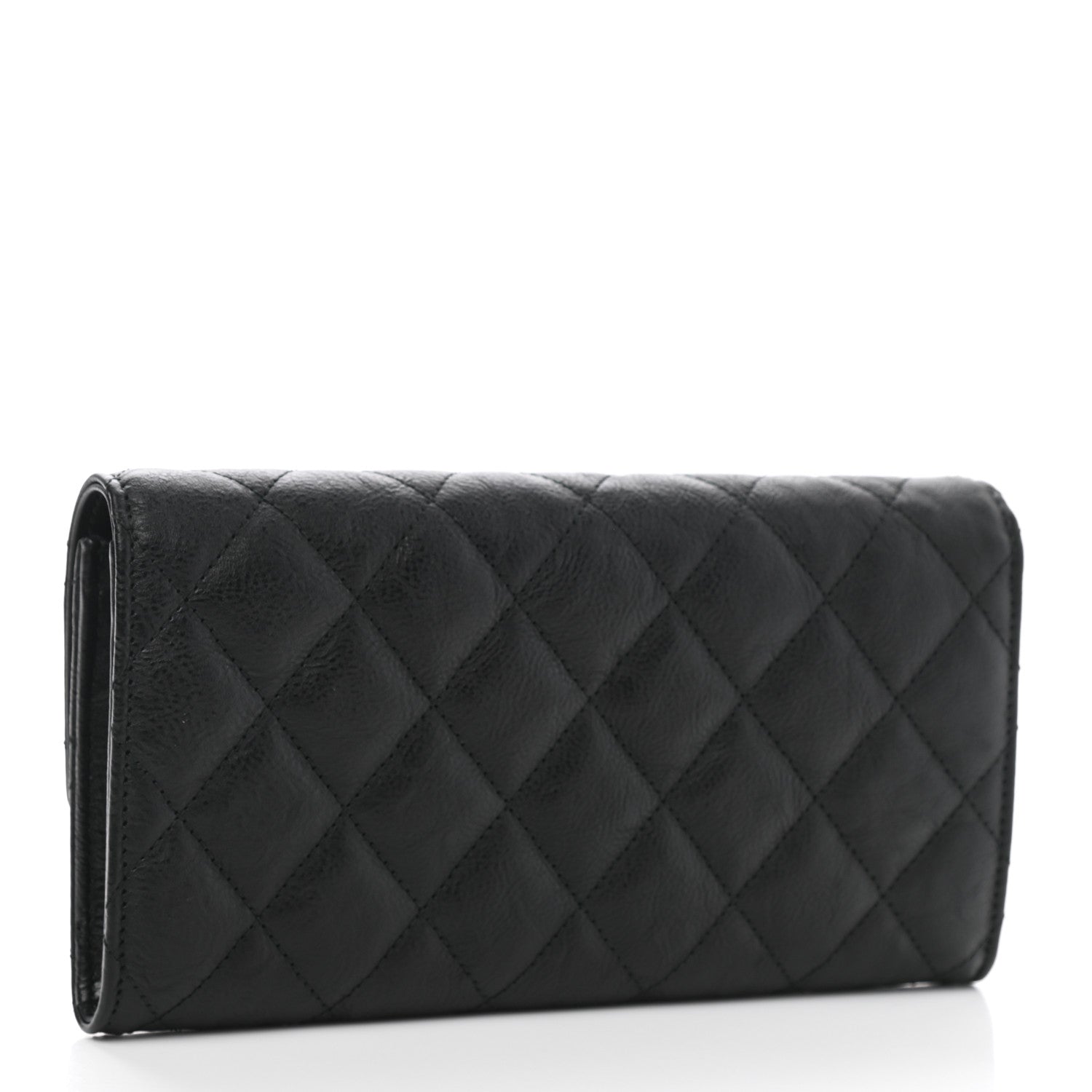 Chanel Crumpled Calfskin Quilted Large Flap Wallet So Black 3 of 9