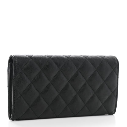 Chanel Crumpled Calfskin Quilted Large Flap Wallet So Black 3 of 9