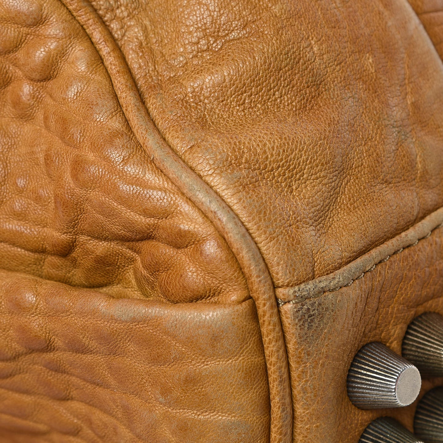 Pebbled Lambskin Rocco Duffel Mustard