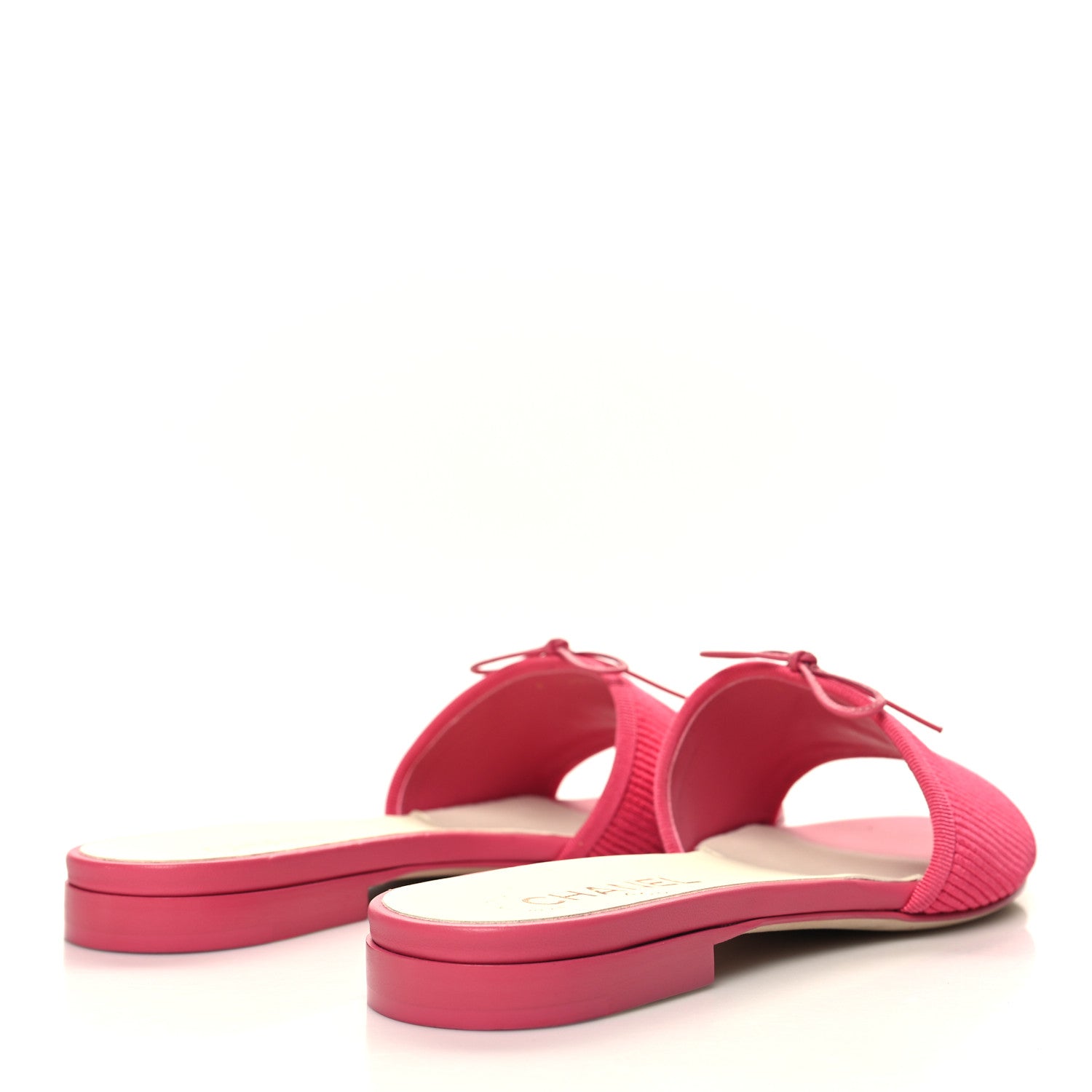 Chanel Fabric Embroidered CC Bow Mules 39 Dark Pink 4 of 9
