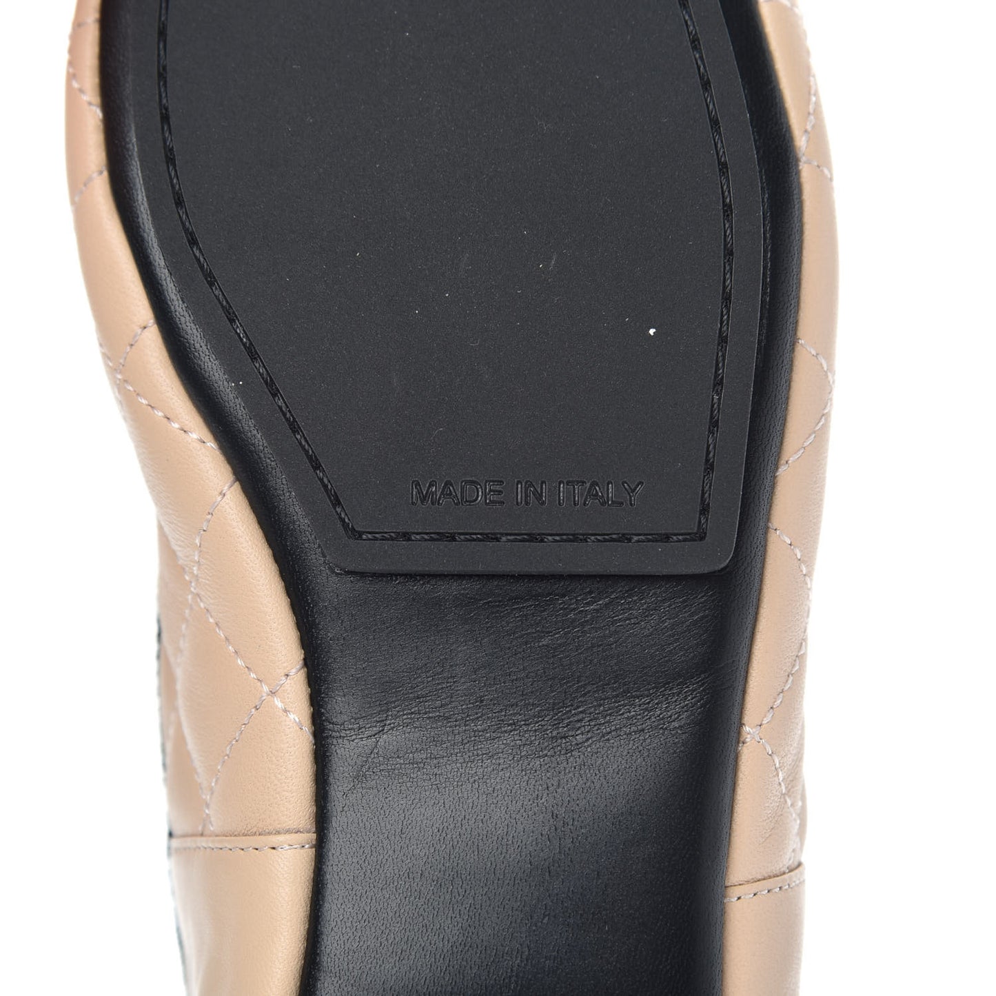 Lambskin Quilted Cap Toe Slipper With Pouch 36 Beige Black