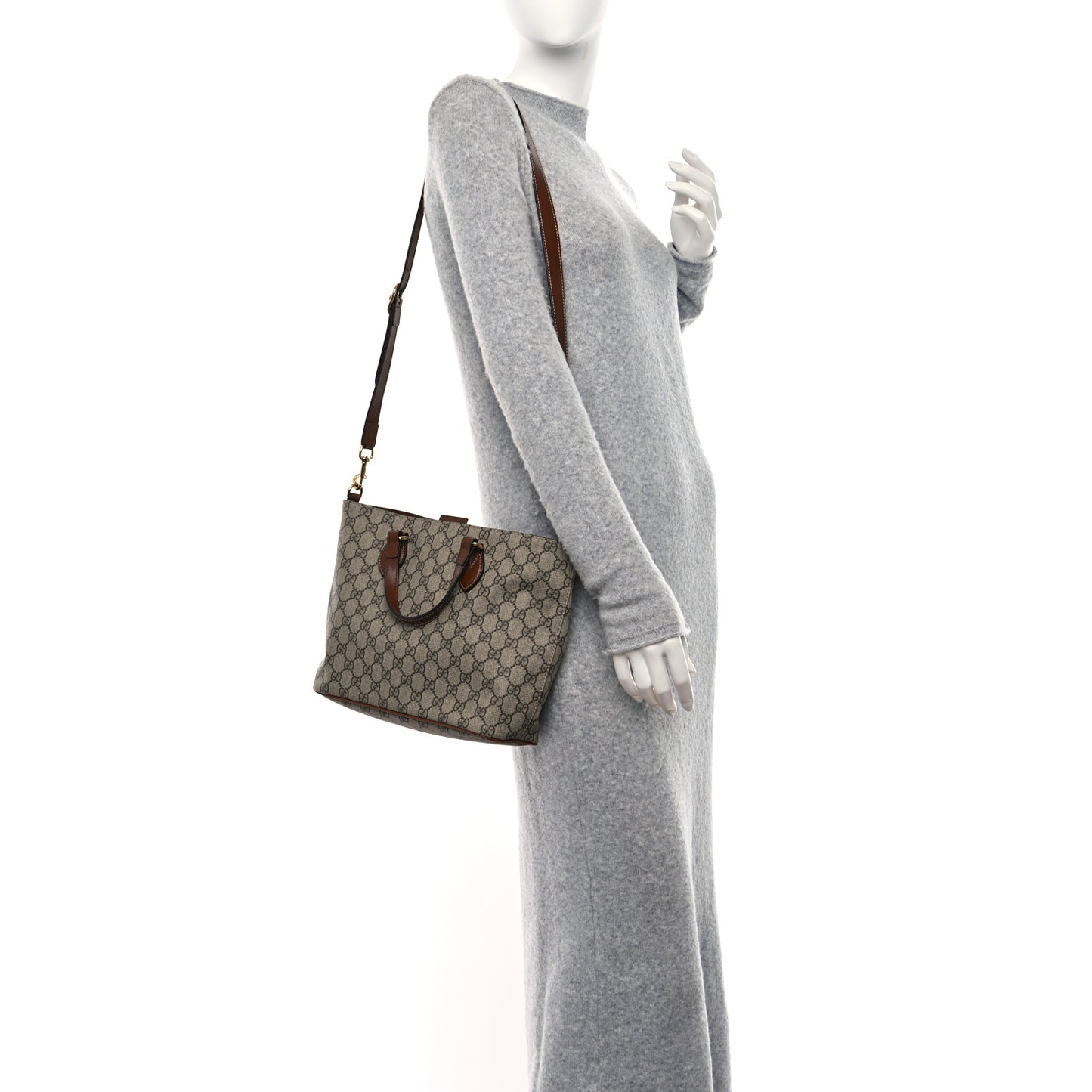 Soft GG Supreme Monogram Small Crossbody Tote Beige Cuir