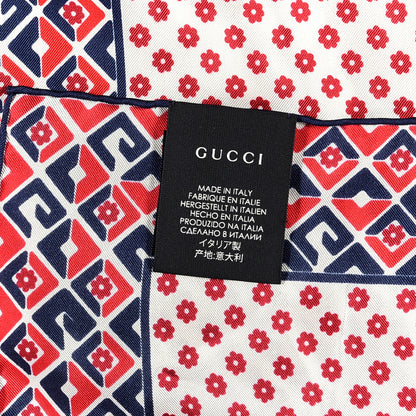 Gucci Silk Twill Plainmetric Square Scarf Ivory Blue 2 of 3