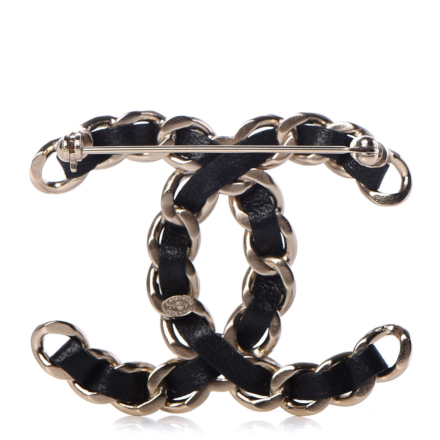 Chanel Lambskin Chain CC Brooch Black Gold 3 of 5