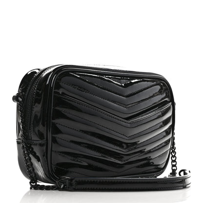 Saint Laurent Patent Calfskin Matelasse Monogram Mini Lou Camera Bag Black 3 of 9