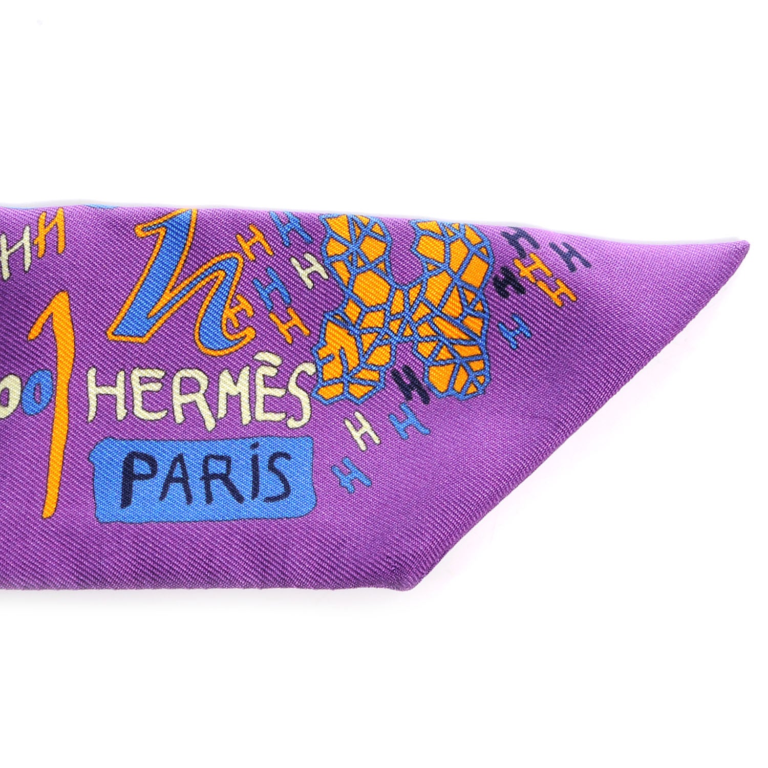 Hermes Silk 1001 H Twilly Vert Violet Bleu 4 of 6