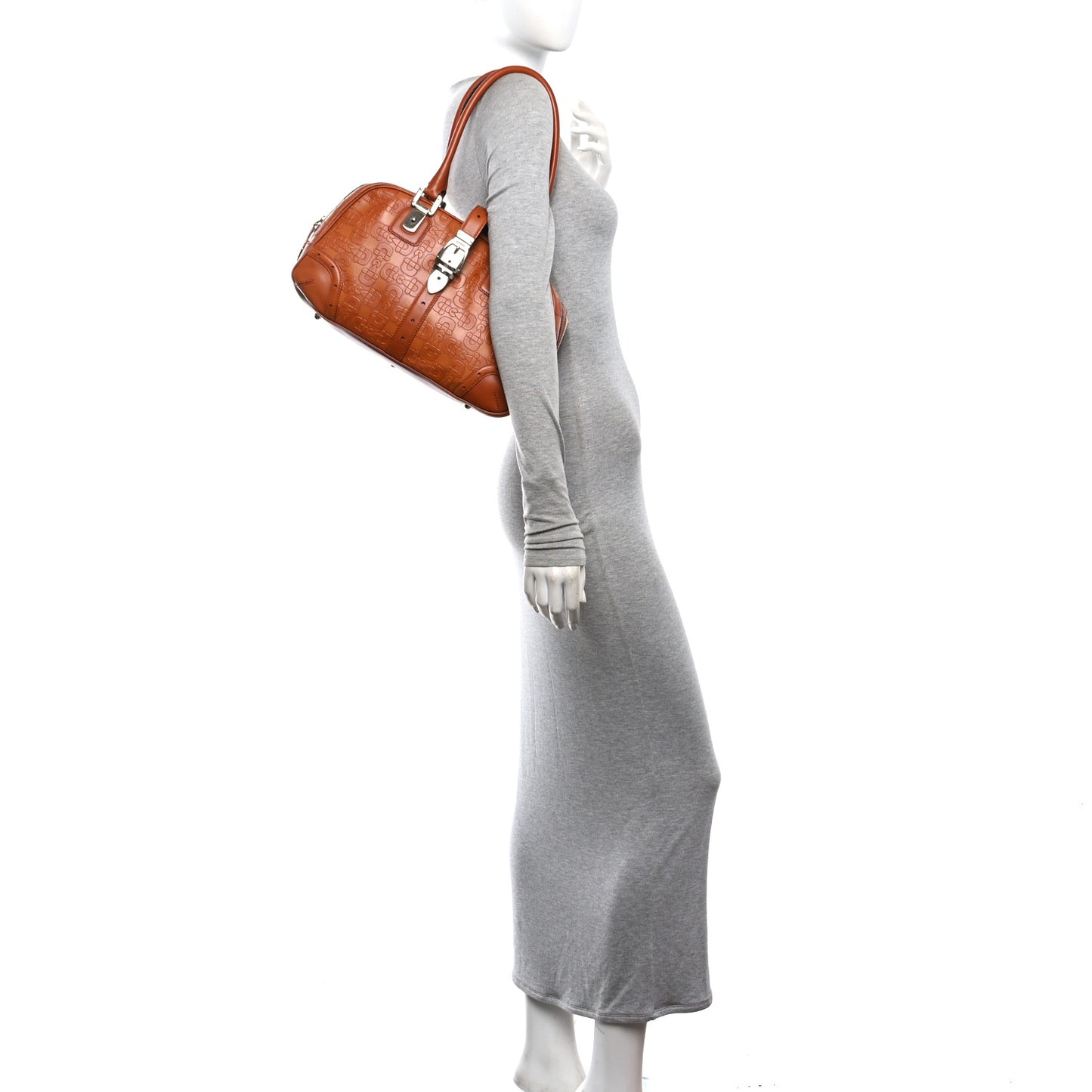 Calfskin Horsebit Glam Boston Tote Orange
