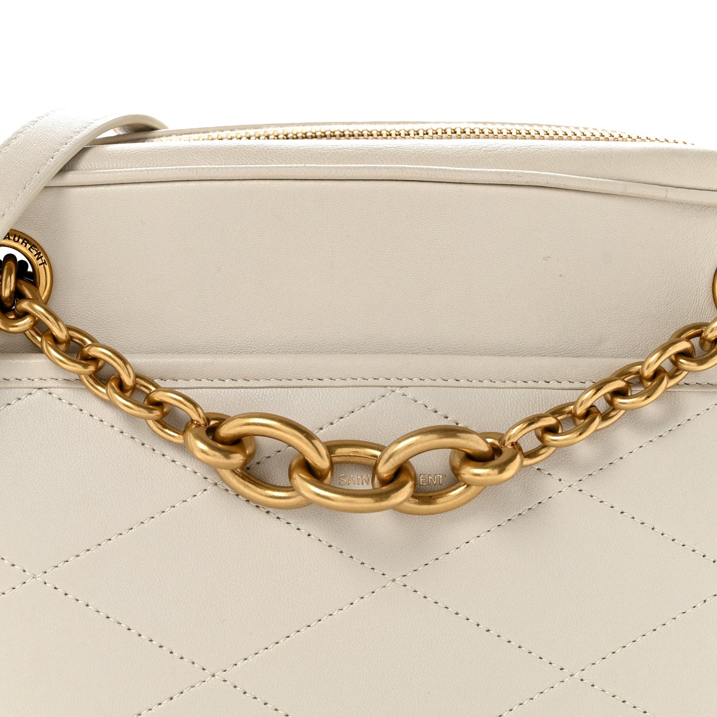 Lambskin Quilted Le Maillon Chain Strap Crossbody Crema Soft