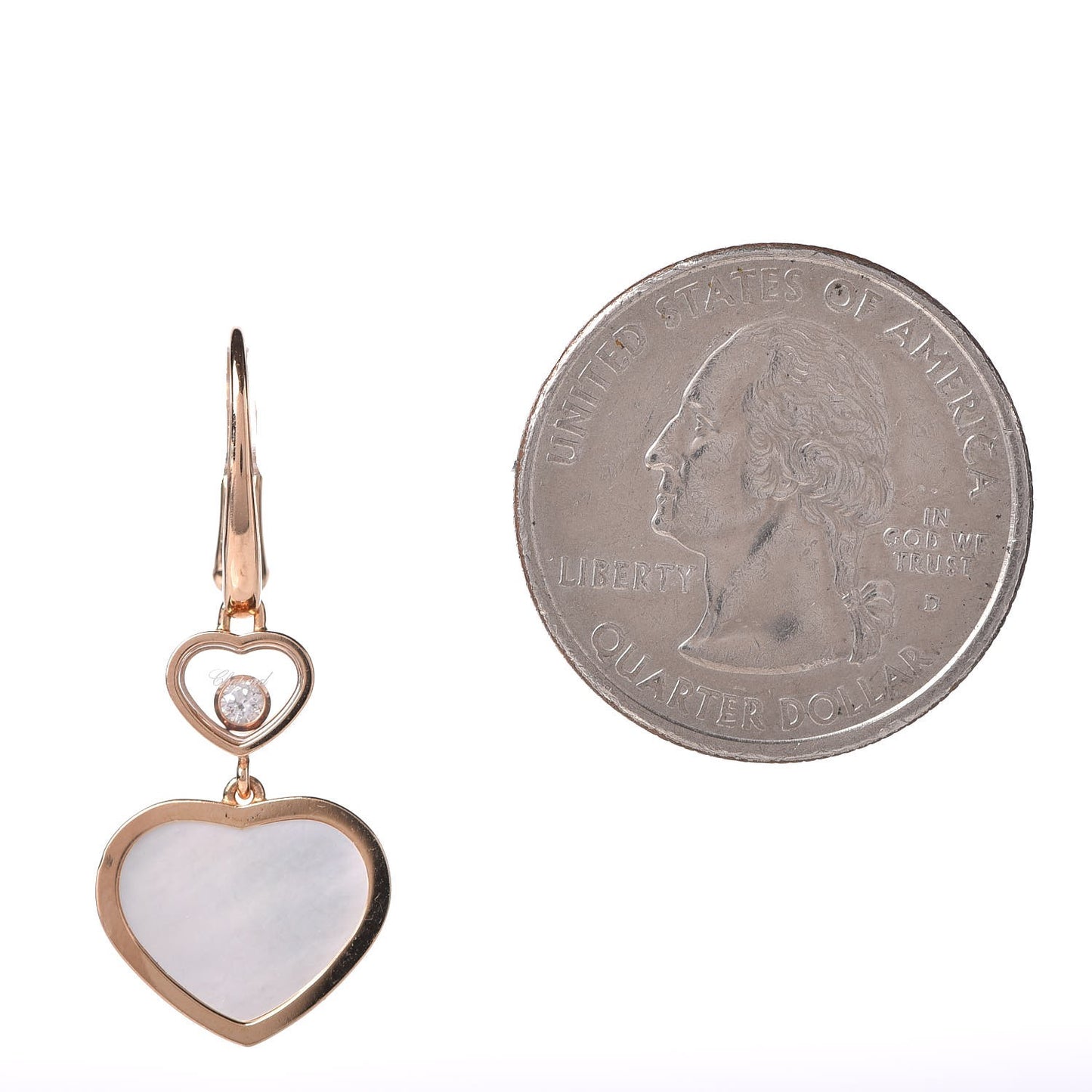18K Pink Gold Diamond Mother of Pearl Happy Hearts Earrings