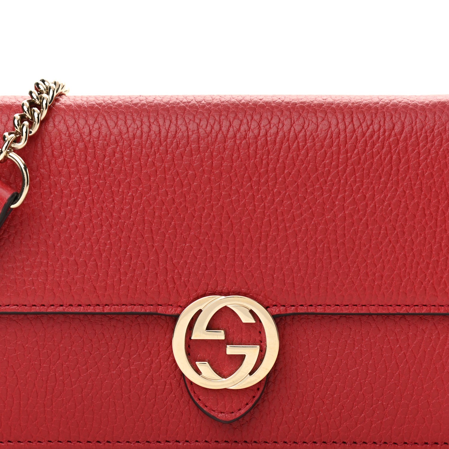 Gucci Dollar Calfskin Interlocking G Chain Wallet Red 8 of 11