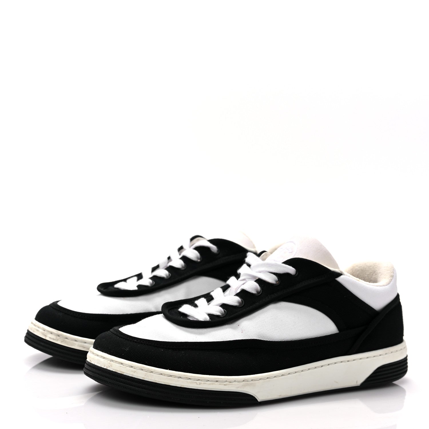 Chanel Fabric Womens Logo Sneakers 38.5 Black White 3 of 8
