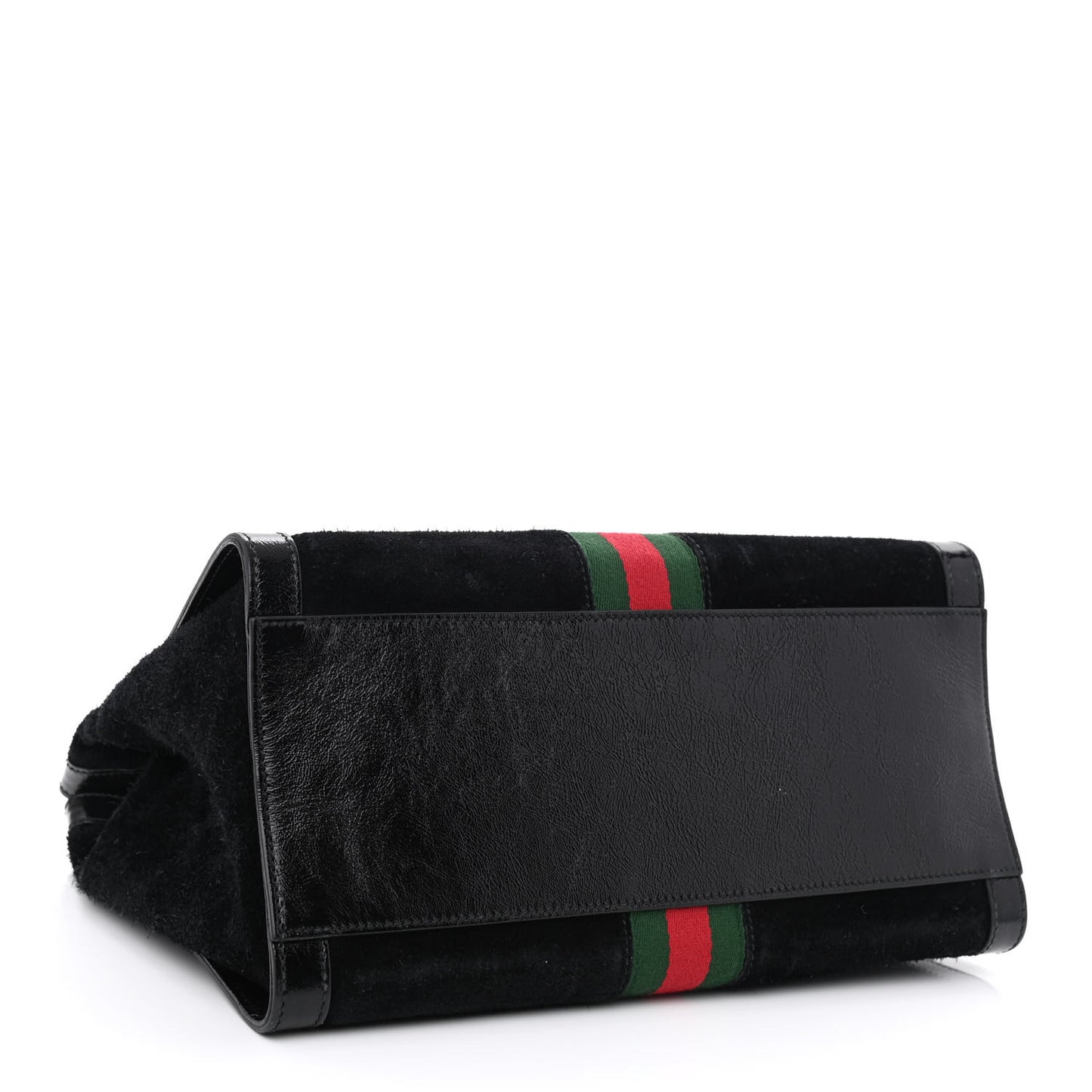 Suede Patent GG Web Medium Ophidia Tote Bag Black
