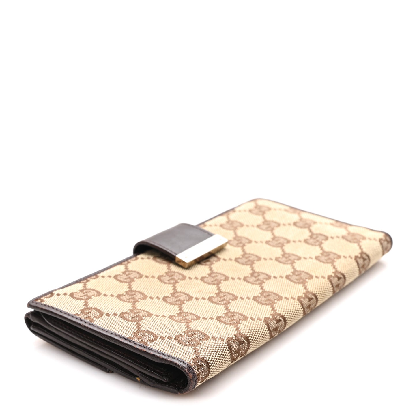 GG Plus Monogram Icon Bar Continental Flap Wallet Dark Brown