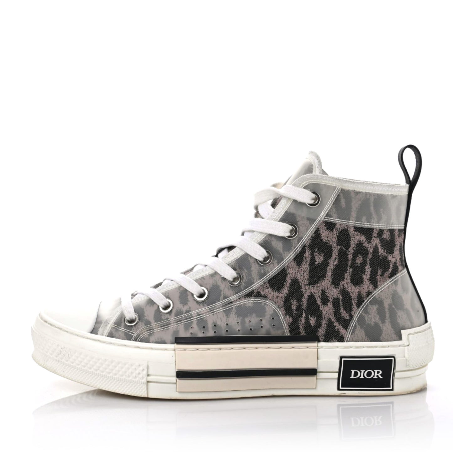 Canvas Leopard Print Womens B23 High Top Sneakers 38 White