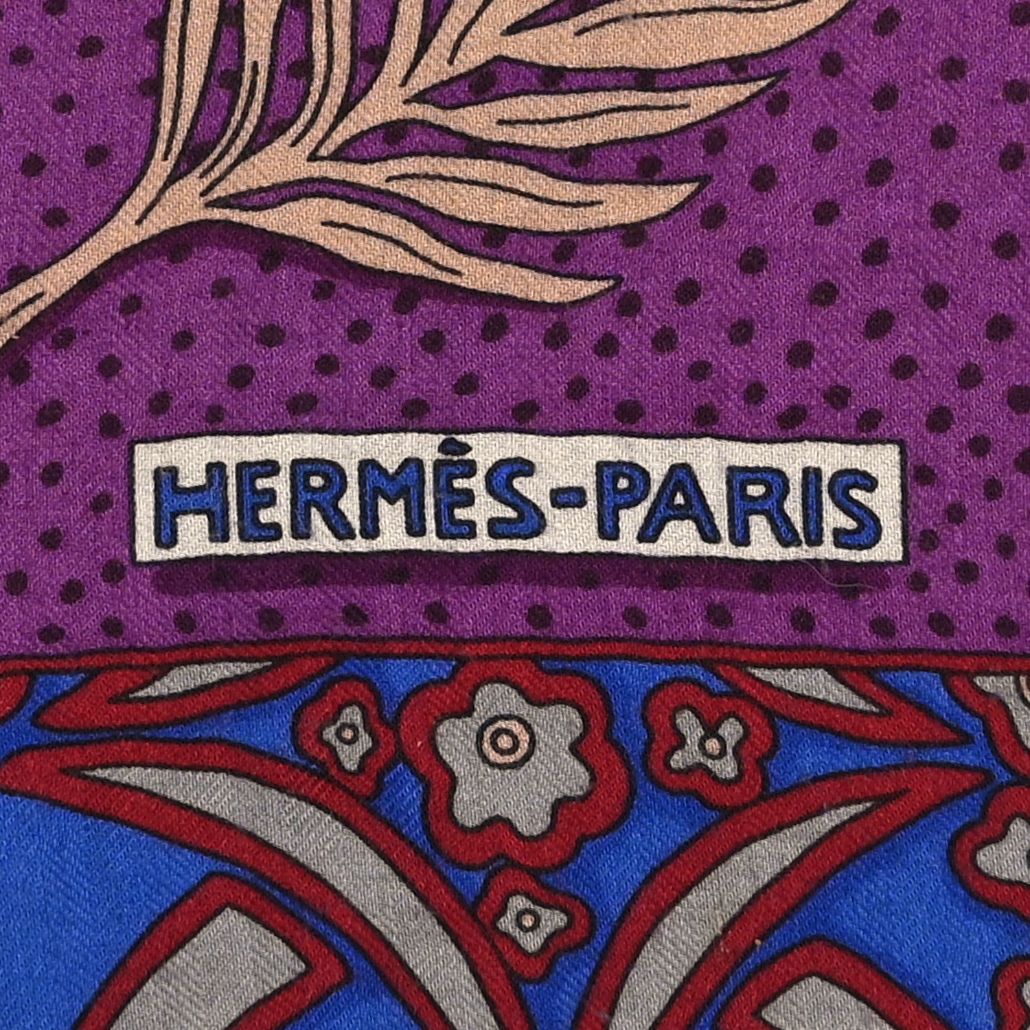 Hermes Cashmere Silk Zenobie Reine de Palmyre Shawl 140 Fuchsia Gris Acier Violet 2 of 3