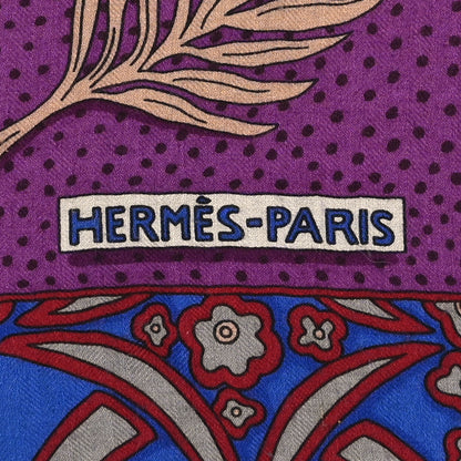 Hermes Cashmere Silk Zenobie Reine de Palmyre Shawl 140 Fuchsia Gris Acier Violet 2 of 3