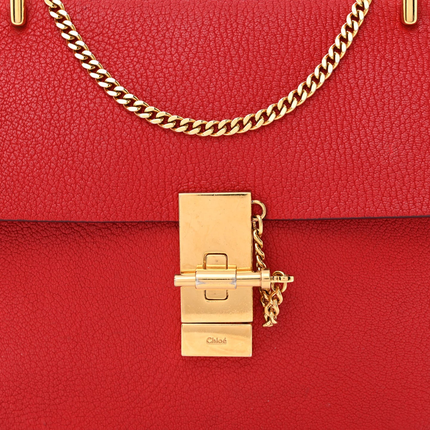 Grained Lambskin Drew Shoulder Bag Plaid Red
