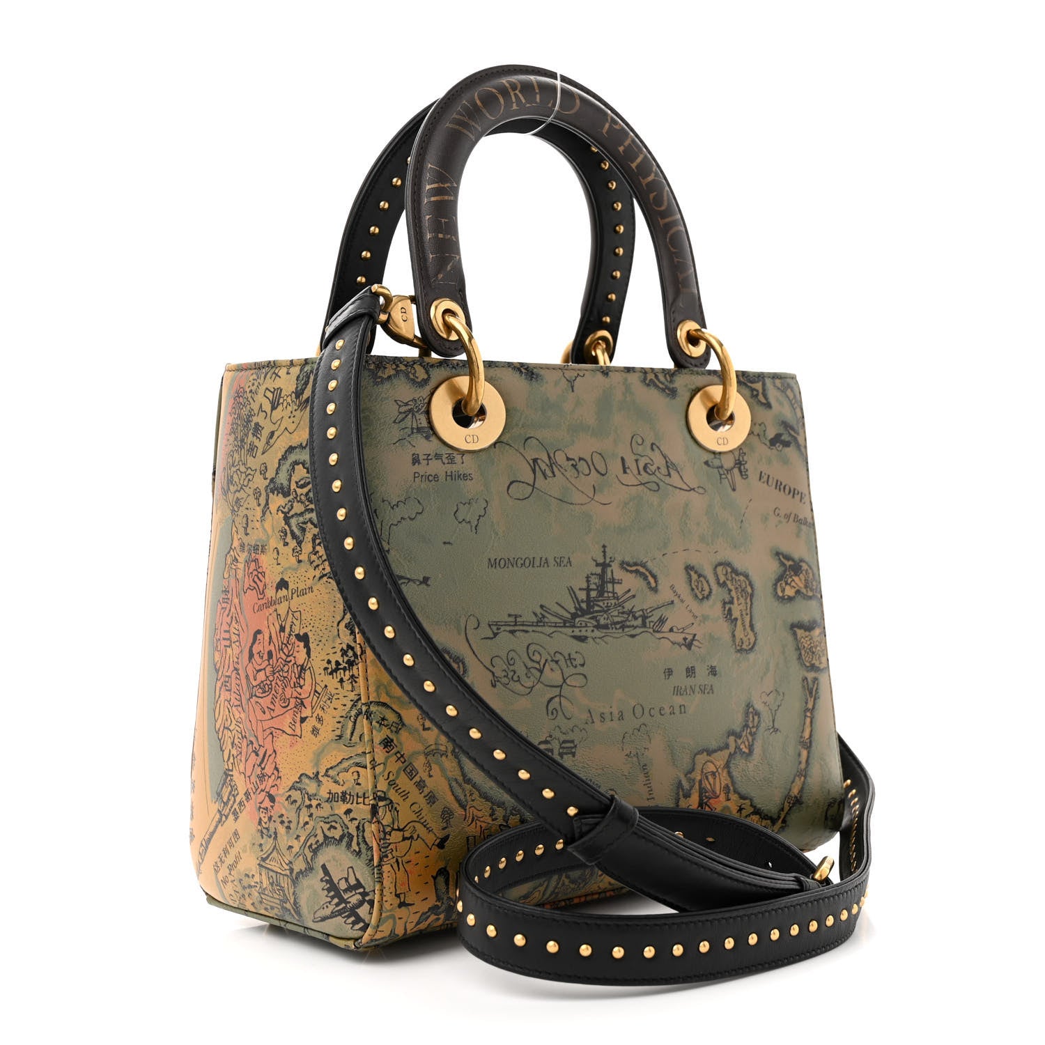 Christian Dior Calfskin New World Physical Print Studded Medium Lady Dior Multicolor 3 of 10