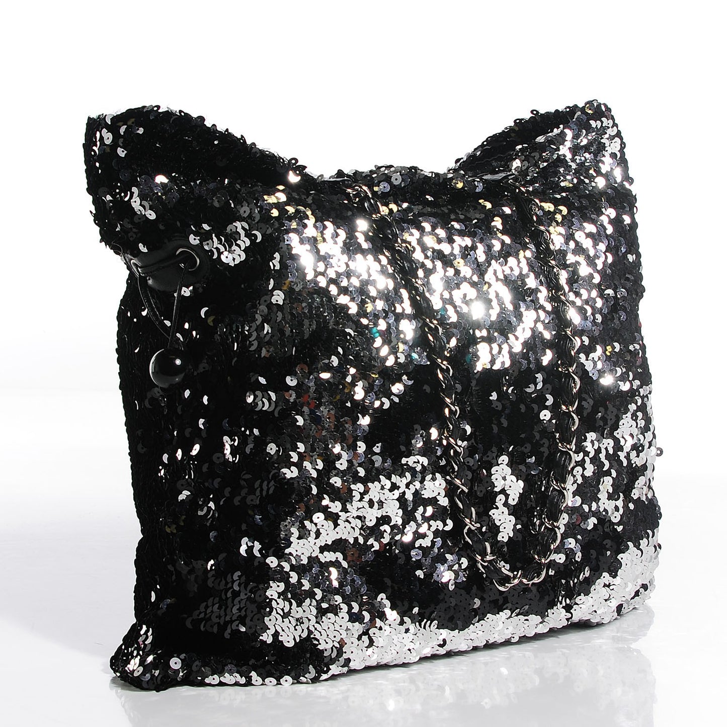 Sequin Summer Night Drawstring Tote Black